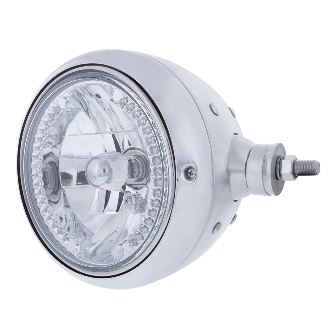 Chrome Guide 682-C Style Headlight Assembly W/Crystal Lens &amp; 34 LEDs Position Light - R/H (Horizontal Mount)