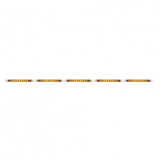 94" Stainless Light Bracket With 5X 11 LED 17" Light Bars & Bezels - Amber LED/Amber Lens
