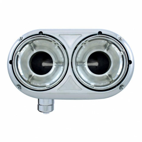 304 Stainless Dual Headlight Housing With Inner Lamp Bucket For Peterbilt 359 - Driver