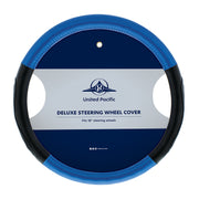 18" Carbon Fiber Pattern Steering Wheel Cover - Blue Stitching