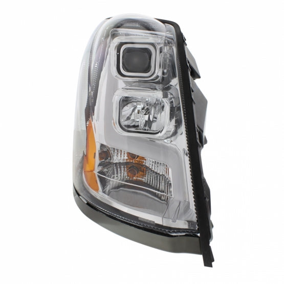 Chrome Projection Headlight With LED Position Light Bar For 2003-2017 Volvo VN/VNL - Passenger