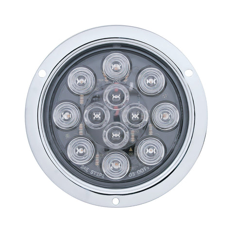12 LED 4" Round Flange Mount Light (Stop, Turn & Tail) - Red LED/Clear Lens