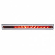Stainless Light Bracket With 14 LED 12" Sequential Light Bar (Right to Left) - Red LED/Red Lens