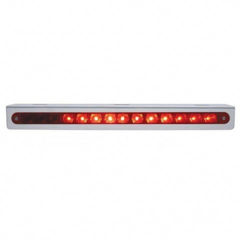 Stainless Light Bracket With 14 LED 12" Sequential Light Bar (Right to Left) - Red LED/Red Lens