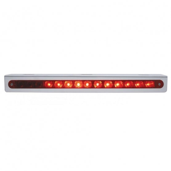 Stainless Light Bracket With 14 LED 12" Sequential Light Bar (Right to Left) - Red LED/Red Lens