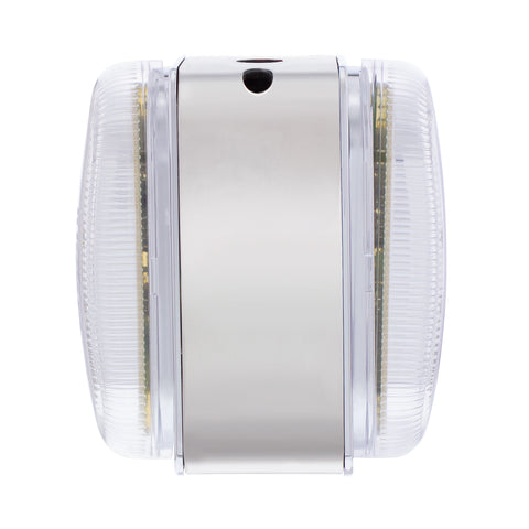 26 LED Dual Function Reflector Double Face Oval Light With SS Bracket - Amber & Red LED/Clear Lens