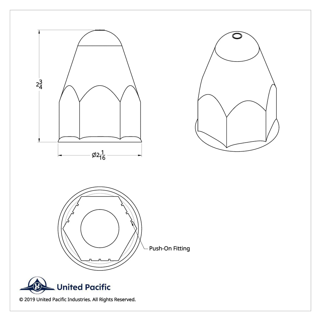 1-1/2" X 2-3/4" Chrome Plastic Bullet Nut Covers - Push-On (Color Box of 20)