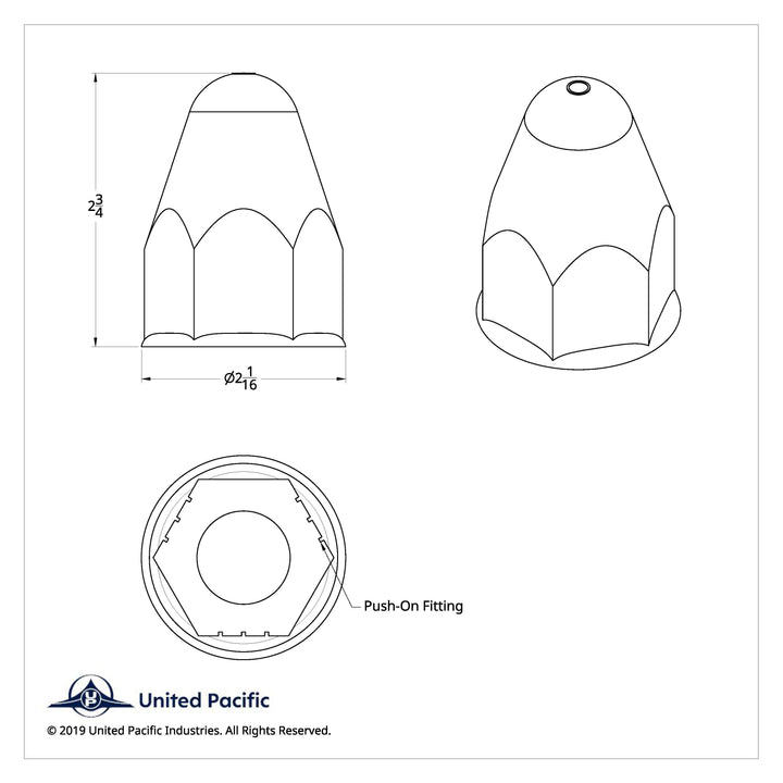 1-1/2" X 2-3/4" Chrome Plastic Bullet Nut Covers - Push-On (Color Box of 20)