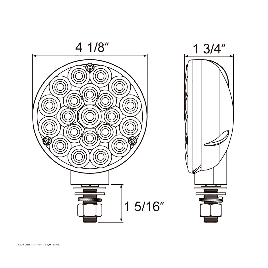 21 LED Single Face Turn Signal Light - Red LED/Red Lens