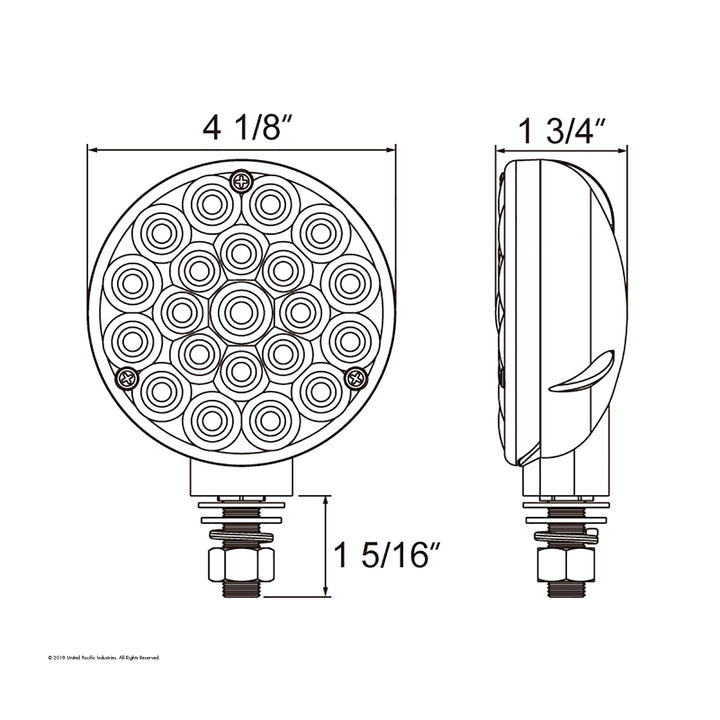 21 LED Single Face Turn Signal Light - Red LED/Red Lens