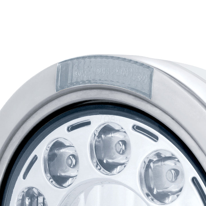 Stainless Bullet Classic Headlight 11 LED Bulb With Dual Mode LED Signal - Clear Lens