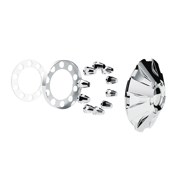Rubicon Front Axle Cover Kit With 33mm Thread-On Nut Covers-Chrome