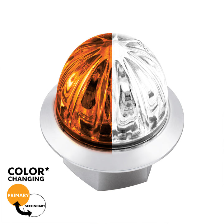 4 LED 3/4" Mini Watermelon Double Fury Light With Clear Lens (Clearance/Marker) - Amber &amp; White LED