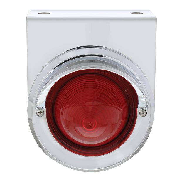Stainless Steel Bracket With Single Red Light & Chrome Visor Bezel