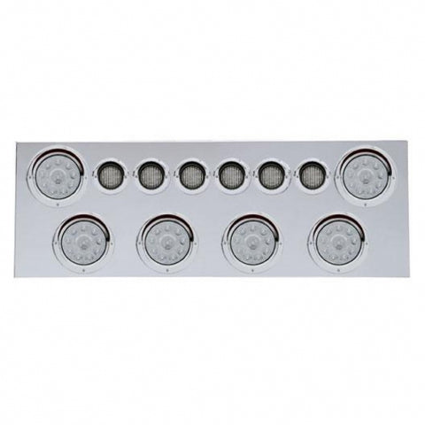 SS Rear Center Panel With 6X 10 LED 4" Lights & 6X 9 LED 2" Lights & Visors -Red LED/Clear Lens