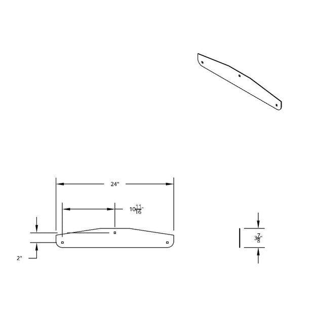 4" X 24" Chrome Standard Bottom Mud Flap Plate - Bolt Thru