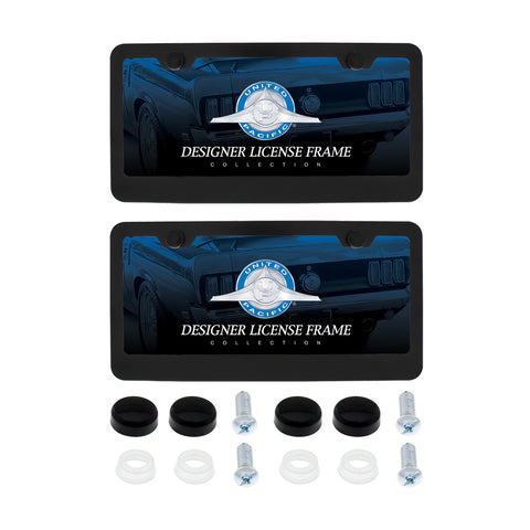 Black License Plate Frame With Screw Caps (2-Pack)