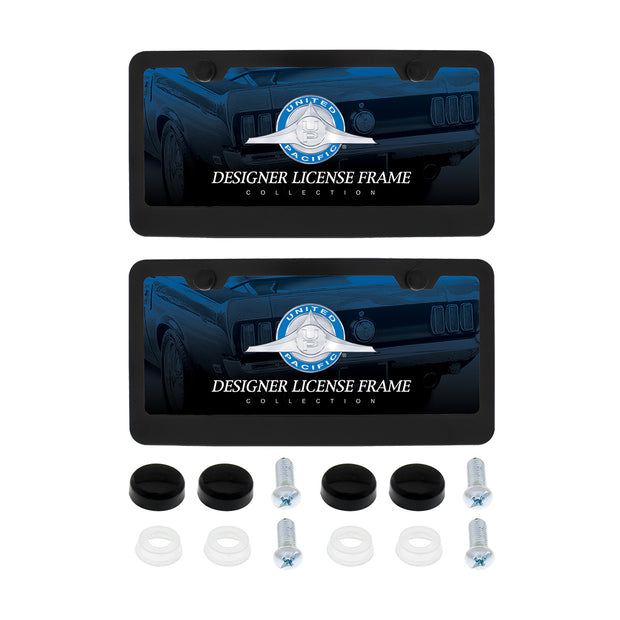 Black License Plate Frame With Screw Caps (2-Pack)