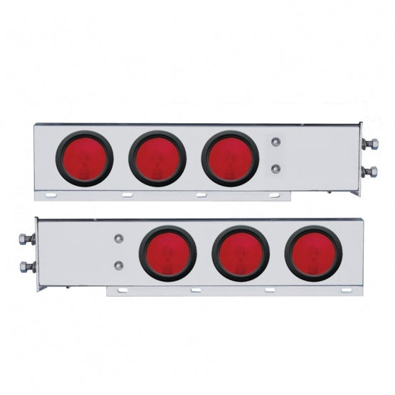 2" Bolt Pattern Stainless Spring Loaded Light Bar With 6X 4" Lights &amp; Grommets (Pair)