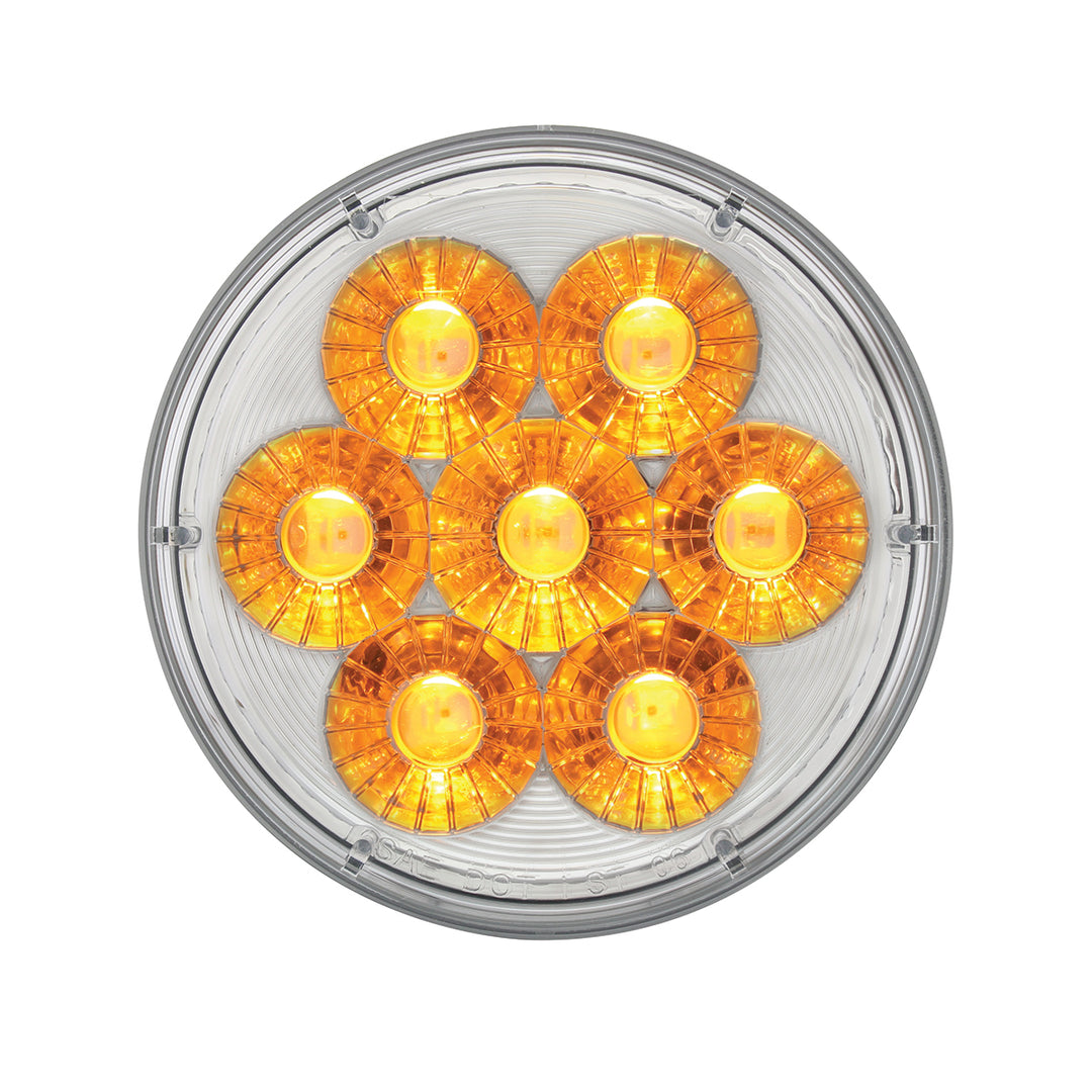 14 LED 4" Round Double Fury Light (Stop, Turn &amp; Tail) - Red &amp; Amber LED/ Clear Lens