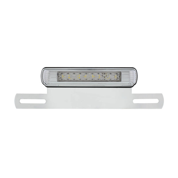Chrome License Plate Light & Bracket With White LED Backup Light - White LED/Clears Lens