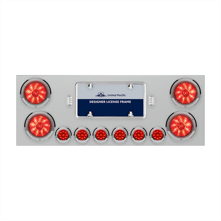 SS Rear Center Panel With 4X 10 LED 4" Lights &amp; 6X 9 LED 2" Lights -Red LED &amp; Lens