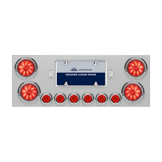SS Rear Center Panel With 4X 10 LED 4" Lights & 6X 9 LED 2" Lights -Red LED & Lens