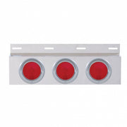 Stainless Top Mud Flap Plate With Three 4" Lights & Visor - Red Lens (Each)