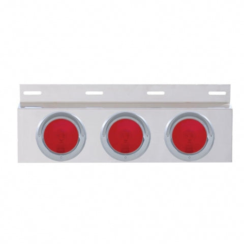 Stainless Top Mud Flap Plate With Three 4" Lights & Visor - Red Lens (Each)