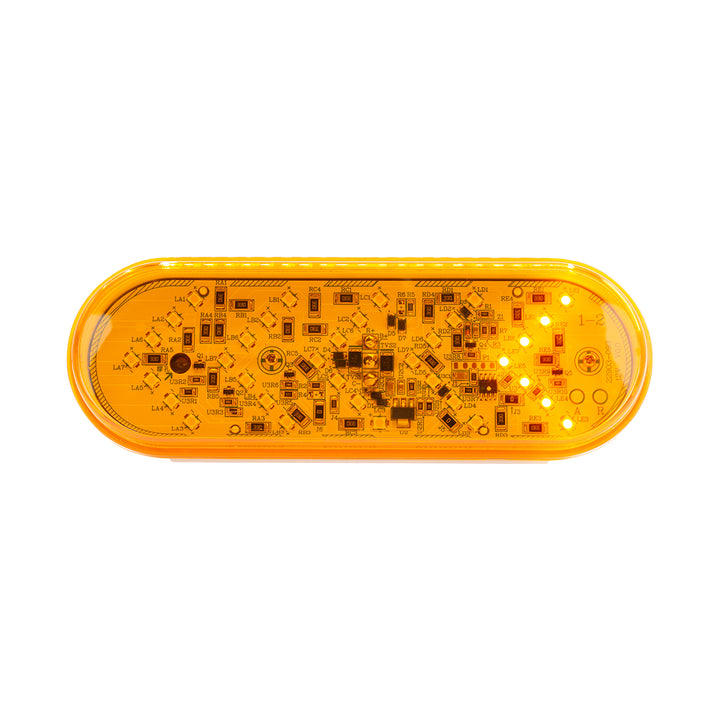 35 LED 6" Oval Sequential Turn Signal Light - Amber LED/Amber Lens