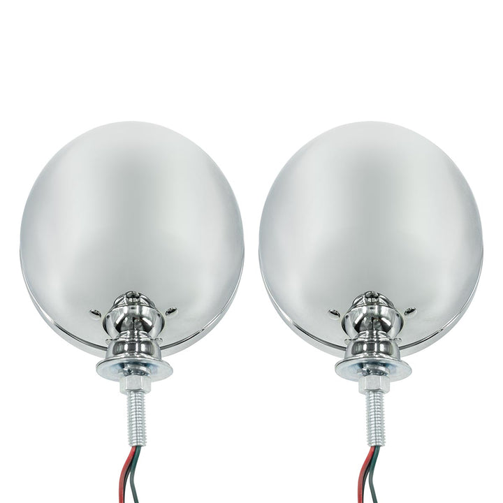 7" Chrome Dietz Style Headlight With 12 Volt Flat H4 Halogen Bulb (Pair)