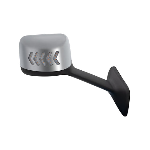 Chrome Plastic Hood Mirror Assembly With Sequential LED Turn Signals For 2018-2024 International LT-Passenger