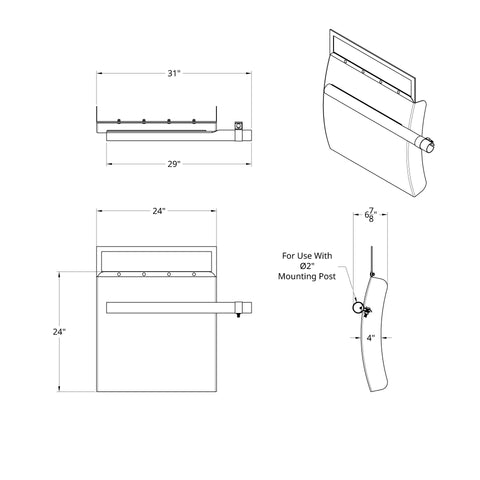 24" X 24" 430 Stainless Steel Quarter Fender With Tube Bracket Set - 4" Side Wall