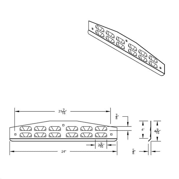 4" X 24" Chrome Louvered Bottom Mud Flap Plate With Lip - Bolt Thru