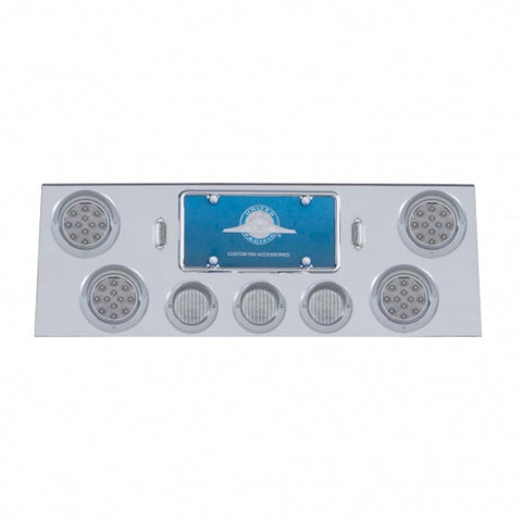 SS Rear Center Panel With 4X 12 LED 4" Reflector Light & 3X 13 LED 2-1/2" Light & Visor -Red LED/Clear Lens