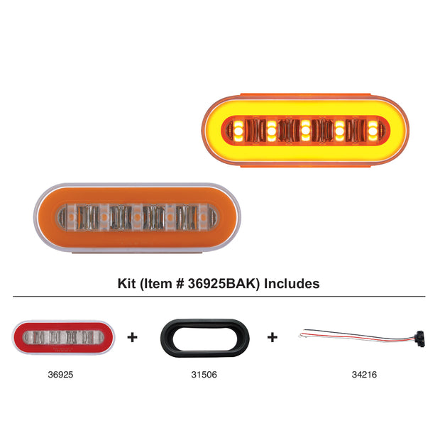 22 LED 6" Oval Clear Lens With Halo Insert GloLight Light Kit - Amber LEDs/Amber Insert (Each)