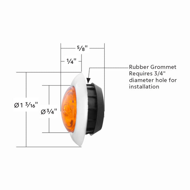 LED Single Function ArcBlast 3/4" Mini Light (Clearance/Marker) - Amber LED/Amber Lens