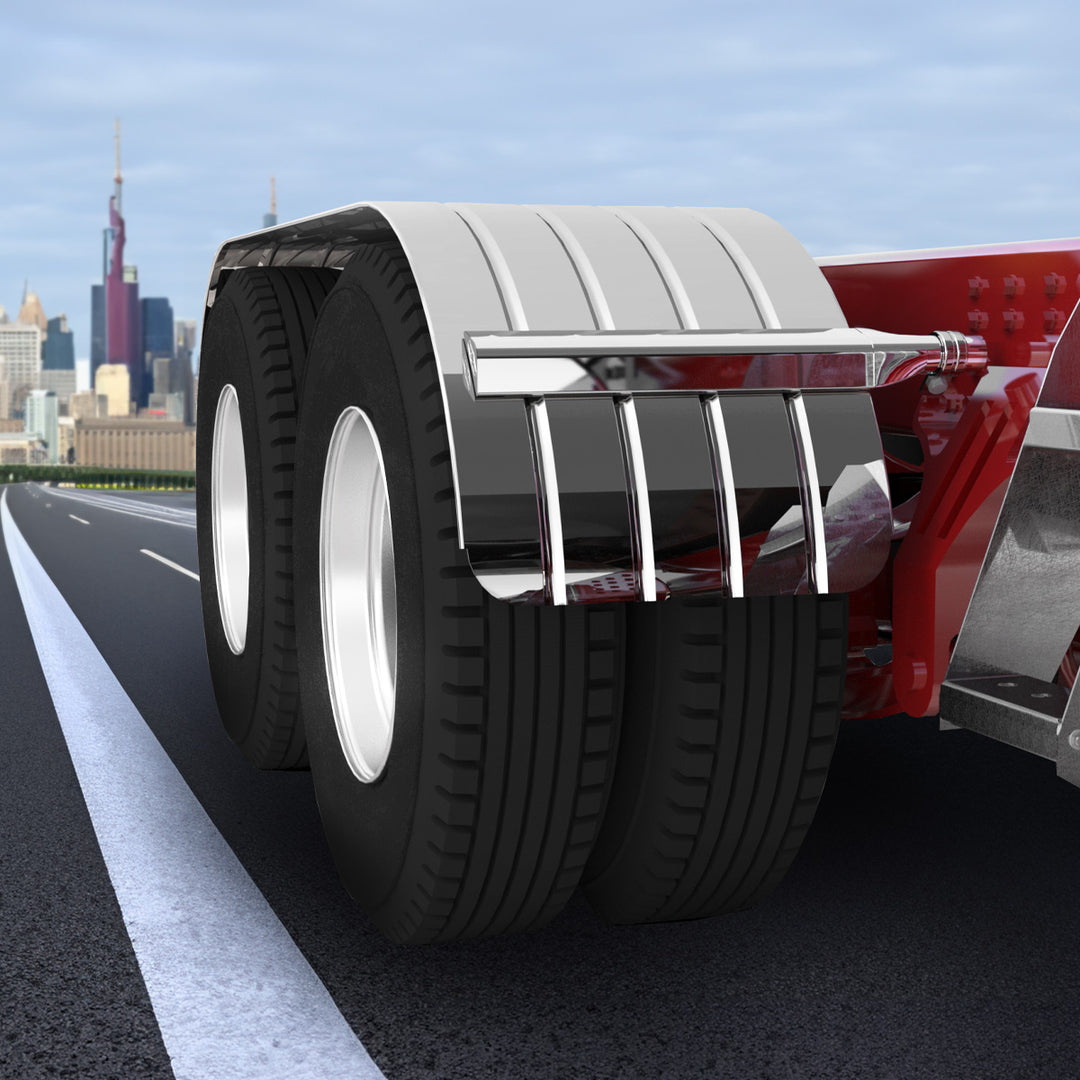 120" 430 Stainless Steel (16ga) Beaded Edge Ribbed Full Fender 54" Spread - SR Series (Pair)
