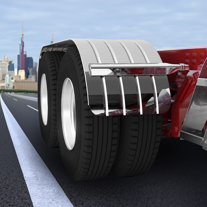 120" 430 Stainless Steel (16ga) Beaded Edge Ribbed Full Fender 54" Spread - SR Series (Pair)