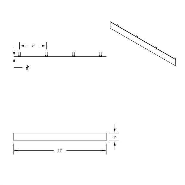 2" X 24" Stainless Top Mud Flap Plate - Welded Stud
