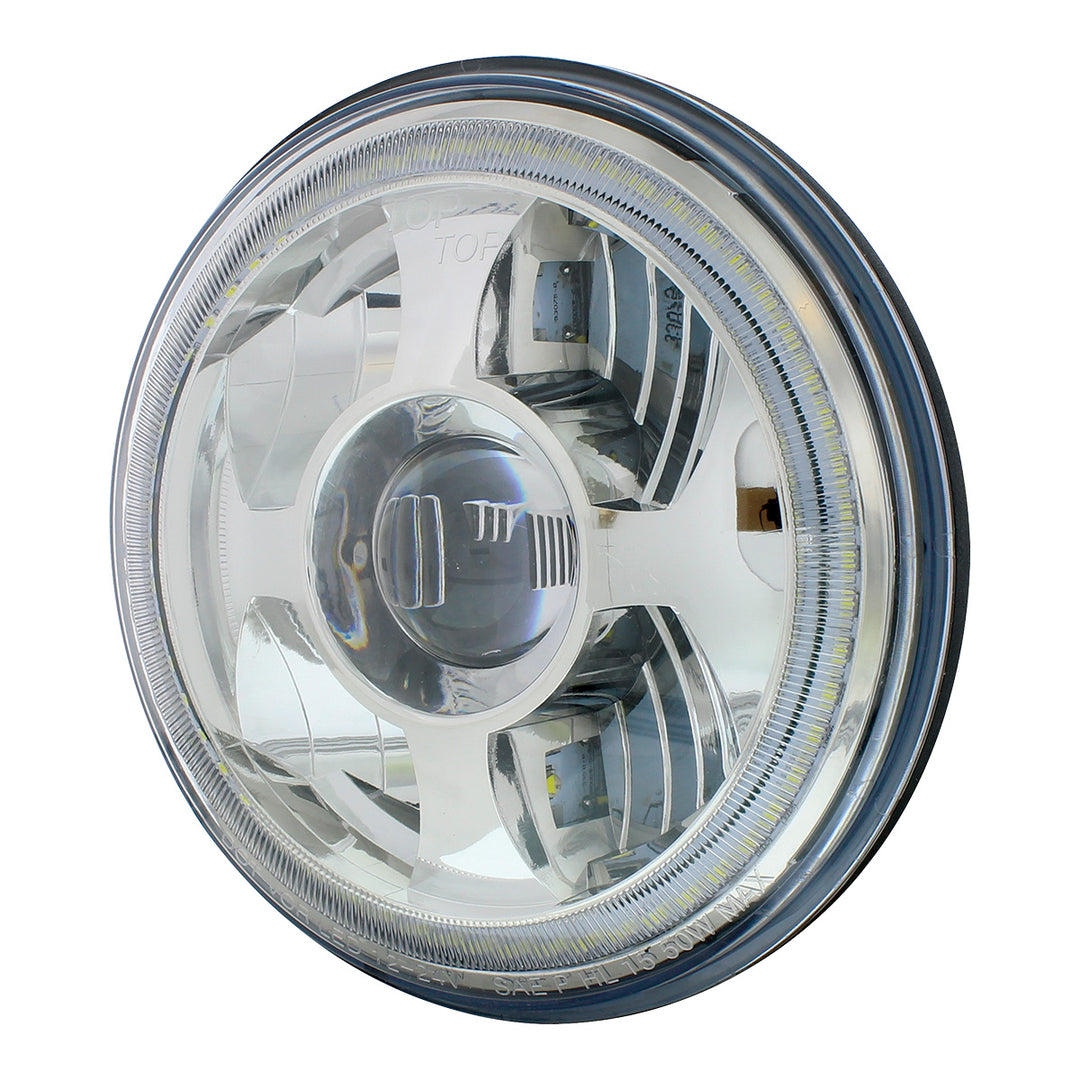 ULTRALIT - High Power LED 7" Projection Headlight With Dual Color LED Position Halo Ring