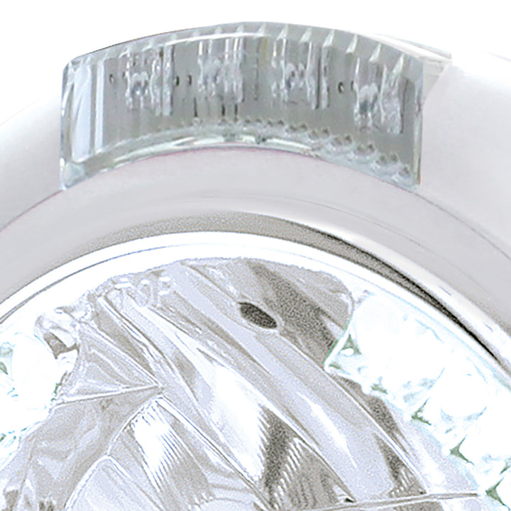 Chrome Classic Headlight H4 With 34 White LED &amp; Signal - Clear Lens