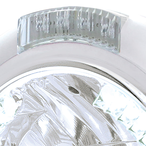 Chrome Classic Headlight H4 With 34 White LED & Signal - Clear Lens