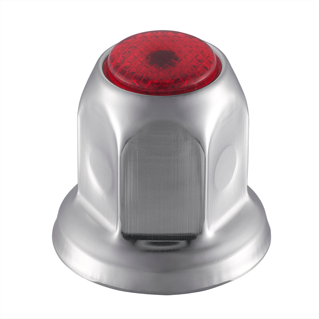 33mm X 2" Chrome Steel Reflector Nut Cover With Flange - Red