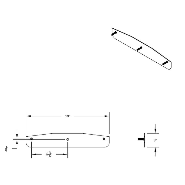 3" X 18" Chrome Standard Bottom Mud Flap Plate - Welded Stud