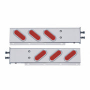 2-1/2" Bolt Pattern SS Spring Loaded Bar With 6 Oval 12 LED Lights & Bezel -Red LED & Lens (Pair)