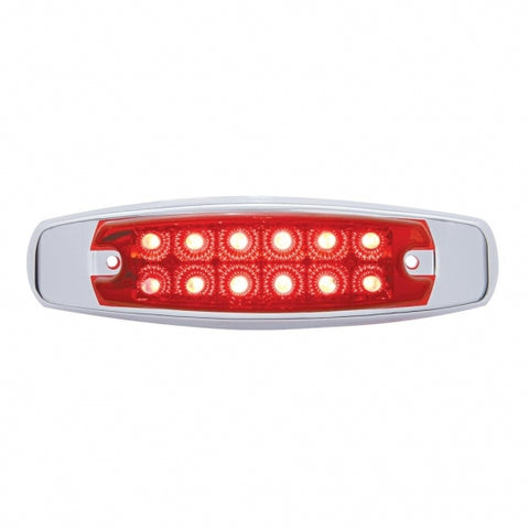 12 LED Reflector Rectangular Light With Bezel (Clearance/Marker) - Red LED/Red Lens