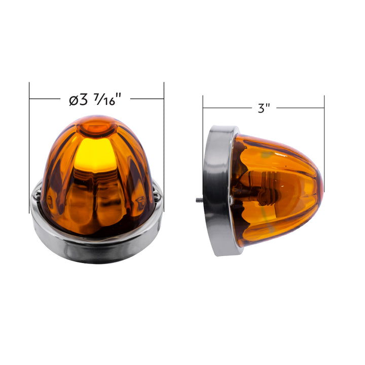 Dual Function Glass Watermelon Flush Mount Kit With LED Bulb - Amber