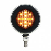 Stainless 2-1/2" Double Face Light With LED Lights & Grommets - Amber & Red LED/Clear Lens