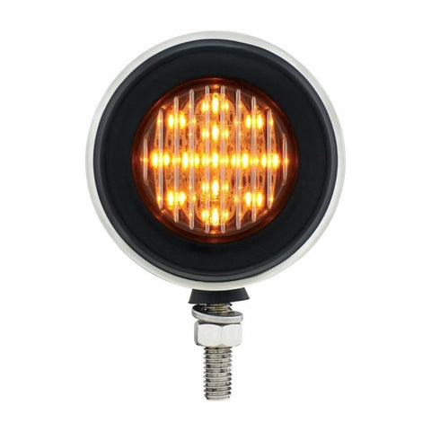 Stainless 2-1/2" Double Face Light With LED Lights & Grommets - Amber & Red LED/Clear Lens